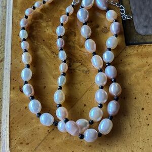 Freshwater Pearl Mozambique Garnet Sterling Silver Necklace